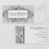 Graue und schwarze BlumenVisitenkarte Visitenkarte (Vorne/Hinten)