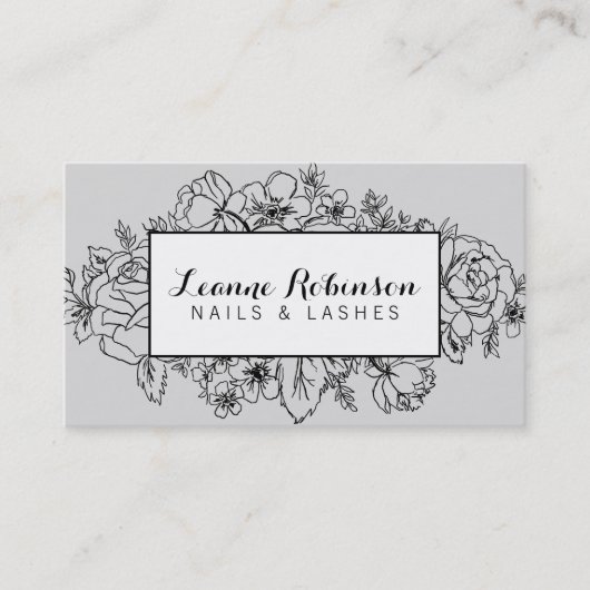 Graue und schwarze BlumenVisitenkarte Visitenkarte (Vorderseite)
