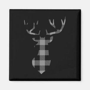 Graue und schwarze Buffalo Karierte Flannel Weihna Magnet