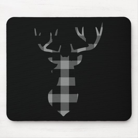Graue und schwarze Buffalo Karierte Flannel Weihna Mousepad (Vorne)