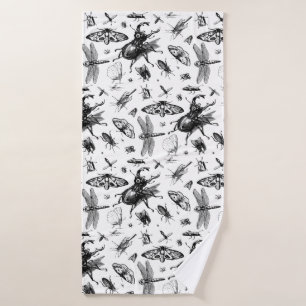 Graue und schwarze Bugs Badehandtuch