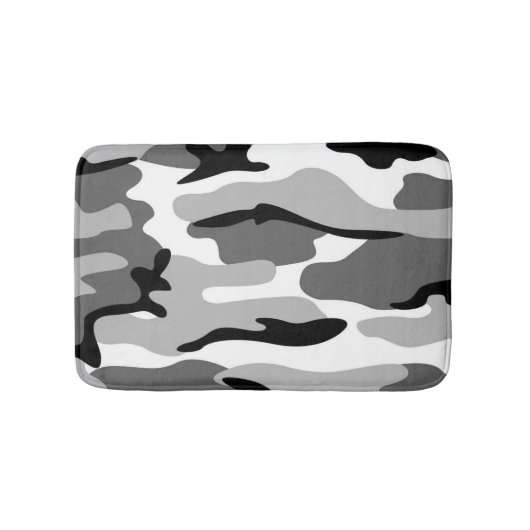 Graue und schwarze Camouflage Badematte (Vorderseite)