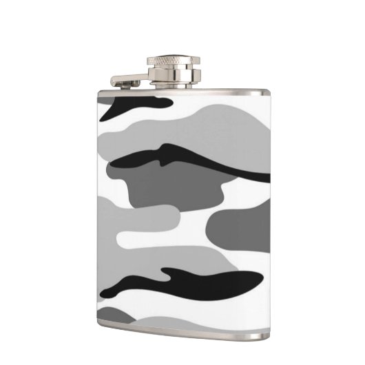 Graue und schwarze Camouflage Flachmann (Links)