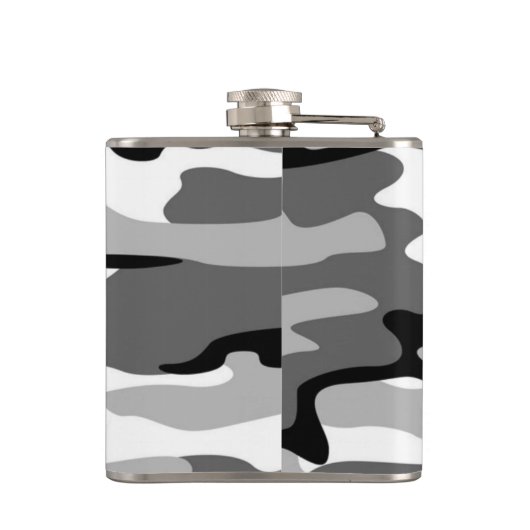 Graue und schwarze Camouflage Flachmann (Rückseite)