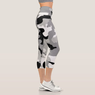Graue und schwarze Camouflage Hochgebirge Capri Le Leggings