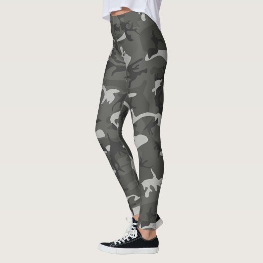 Graue und schwarze Camouflage Leggings (Links)