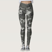 Graue und schwarze Camouflage Leggings (Vorderseite)