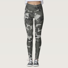 Graue und schwarze Camouflage Leggings