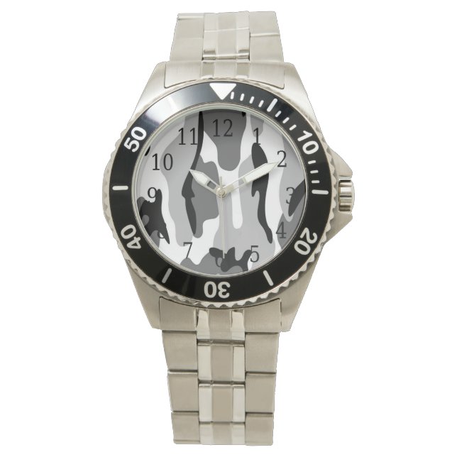 Graue und schwarze Camouflage Watch Armbanduhr (Vorderseite)