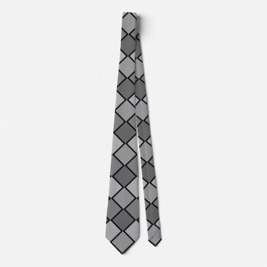 Graue und schwarze Checked Necktie Krawatte (Vorderseite)
