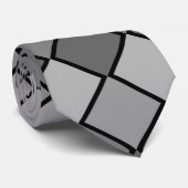 Graue und schwarze Checked Necktie Krawatte (Gerollt)