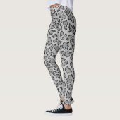 Graue und schwarze Cheetah Print Leggings (Links)