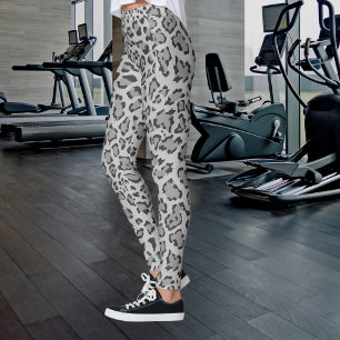 Graue und schwarze Cheetah Print Leggings