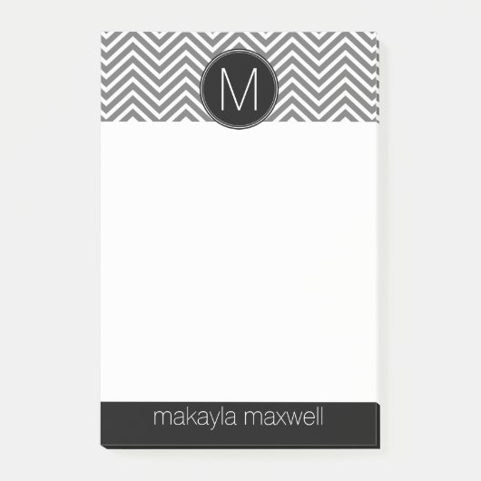 Graue und schwarze Chevronen mit benutzerdefiniert Post-it Klebezettel (Vorderseite)