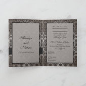 Graue und schwarze Damaske-Card-Style-Abend laden  Einladung (Innenseite)
