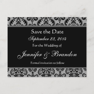 Graue und schwarze Damaske Save the Date Postkarte