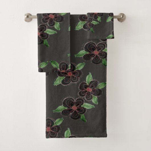 Graue und schwarze Felle Badhandtuch Set (Insitu)