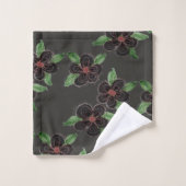 Graue und schwarze Felle Badhandtuch Set (Waschlappen)