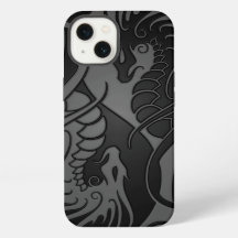 Graue und schwarze Flying Yin Yang Dragons