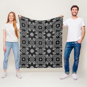 Graue und schwarze geometrische Quadrate Fleecedecke