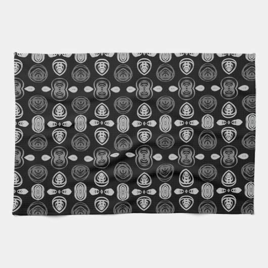 Graue und schwarze Hand Geschirrtuch (Horizontal)