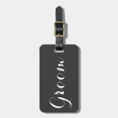 Graue und schwarze Hochzeitsgepäckmarke für Bräuti Gepäckanhänger (Vorderseite vertikal)