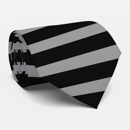Graue und schwarze horizontale Streifen-Krawatte Krawatte (Gerollt)