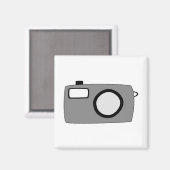 Graue und schwarze Kamera. Auf Weiß. Magnet (Vorderseite/Rückseite)