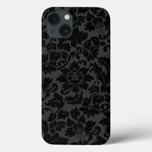 Graue und schwarze Monotone Vintage Blütendampfer Case-Mate iPhone Hülle