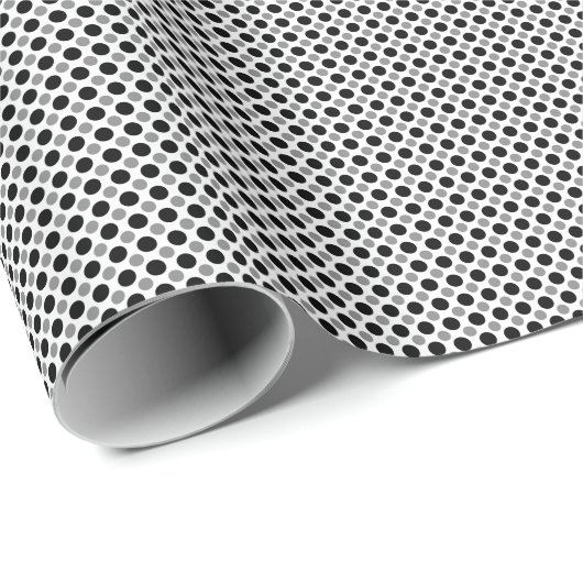 Graue und schwarze Polka Dots Geschenkpapier (Rolleneckpunkt)