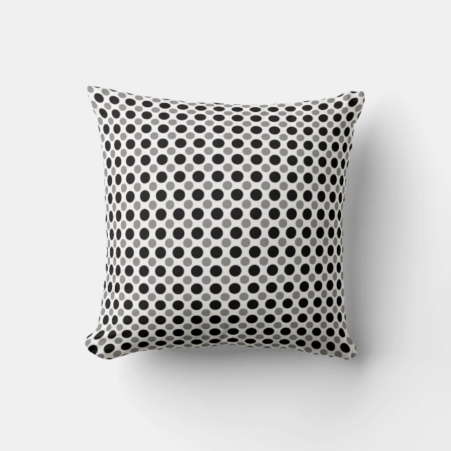 Graue und schwarze Polka Dots Kissen (Vorderseite)
