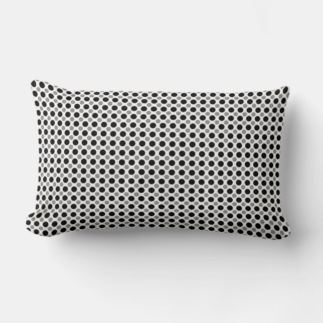 Graue und schwarze Polka Dots Lendenkissen (Vorderseite)