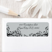 Graue und schwarze Rücksendeadressen-Aufkleber (Insitu)