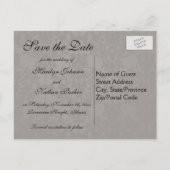 Graue und schwarze Save the Date Postkarte (Rückseite)