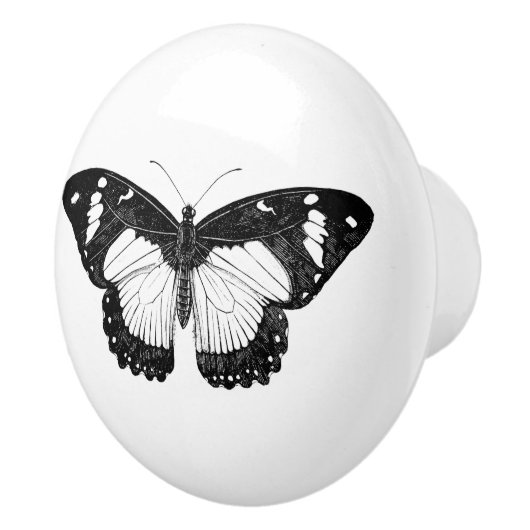 Graue und schwarze Schmetterlinge Keramikknauf (Rechts)