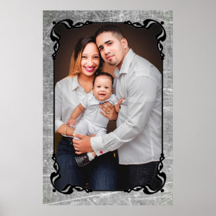 Graue und schwarze Schriftrahmen-Familienfoto-Post Poster