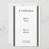 Graue und schwarze Streifen-Einladungs-Schablone Einladung (Rückseite)