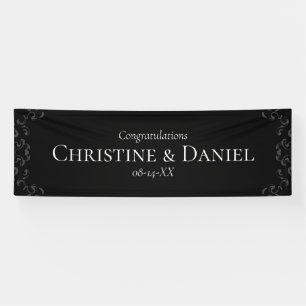 Graue und schwarze Swirl Gothic Wedding Banner