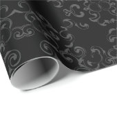 Graue und schwarze Swirl Gothic Wedding Geschenkpapier (Rolleneckpunkt)