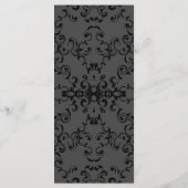 Graue und schwarze Swirl Gothic Wedding Menükarte (Rückseite)