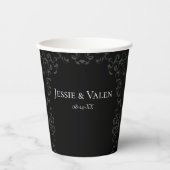 Graue und schwarze Swirl Gothic Wedding Pappbecher (Vorderseite)