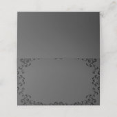 Graue und schwarze Swirl Gothic Wedding Platzkarte (Außenseite Aufgefaltet)