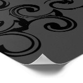 Graue und schwarze Swirl Gothic Wedding Poster (Ecke)