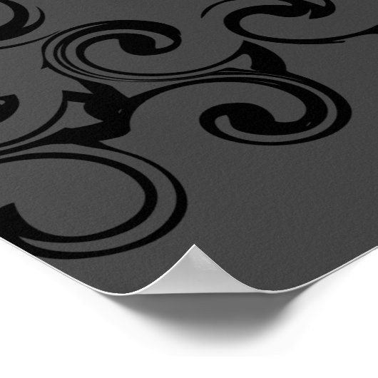 Graue und schwarze Swirl Gothic Wedding Poster (Ecke)