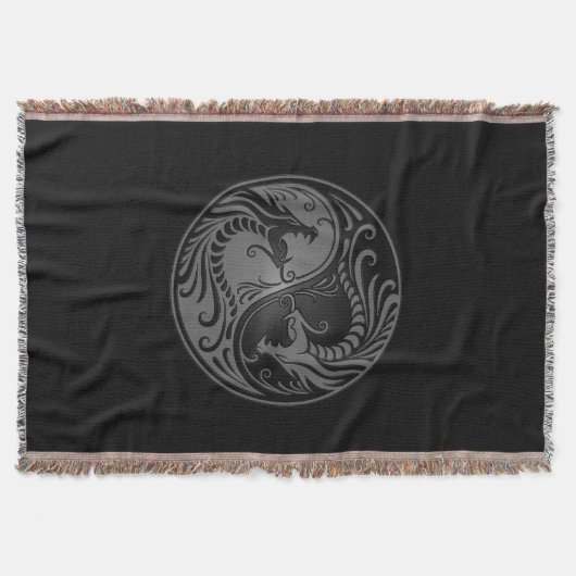 Graue und schwarze Yin Yang Drachen Decke (Vorderseite)
