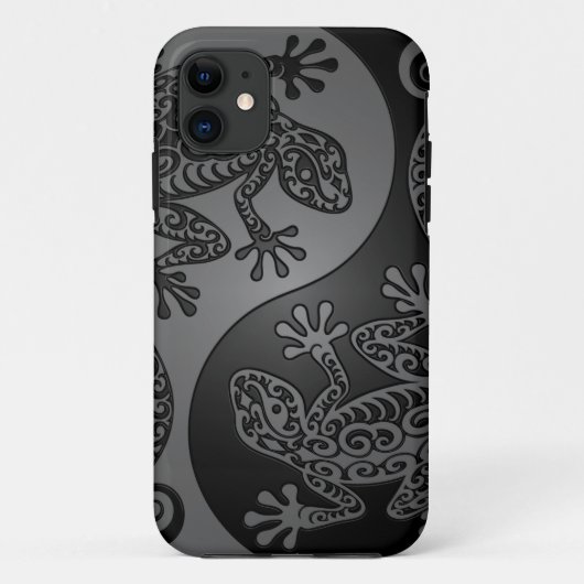 Graue und schwarze Yin Yang Eidechsen Case-Mate iPhone Hülle (Rückseite)