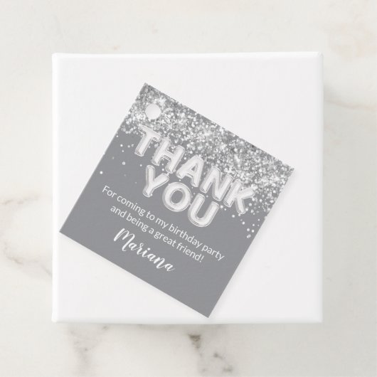 Graue und Silberne Gastgeschenke Geschenkanhänger (Beispiel)