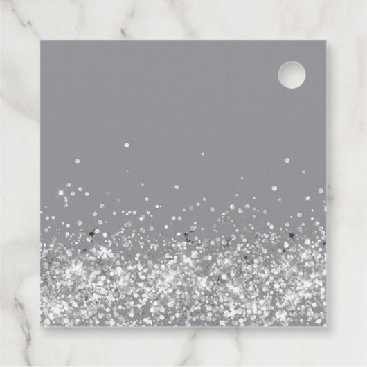 Graue und Silberne Gastgeschenke Geschenkanhänger (Rückseite)