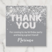 Graue und Silberne Gastgeschenke Geschenkanhänger (Vorderseite)