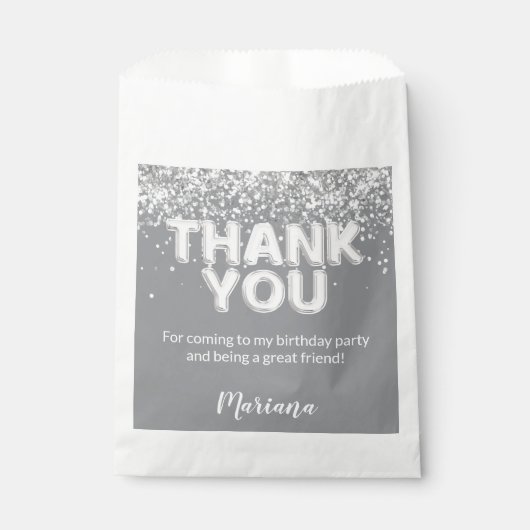 Graue und Silberne Gastgeschenke Geschenktütchen (Vorderseite)